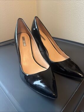 BCBGeneration Black Patent Pointed-Toe Pumps